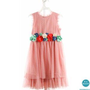 MINI BODEN PINK TULLE FLORAL APPLIQUED PARTY DRESS